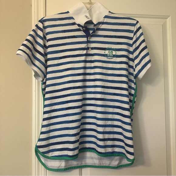 RLX Ralph Lauren Women’s Blue and White Striped Polo Shirt - Picture 1 of 6